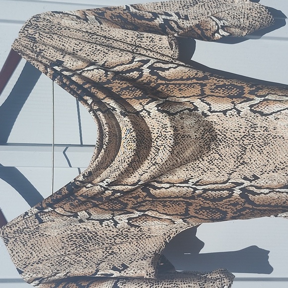 Snake Print Bodycon Dress – Brown & Tan Animal Print – Sexy Ruched Mini Dress - Picture 7 of 8